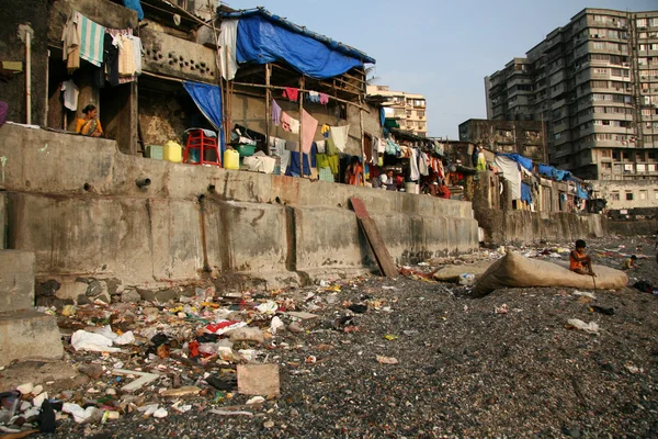 Στέγαση της φτώχειας - το χωριό banganga, mumbai, Ινδία — Φωτογραφία Αρχείου
