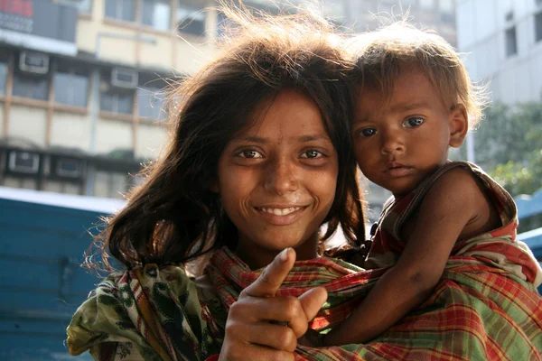 Діти жебрацтво - Колката, Індія — стокове фото