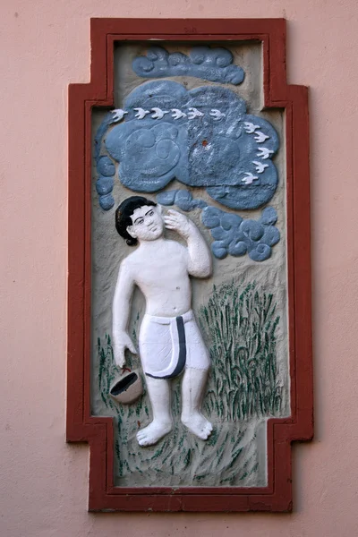 壁の彫刻 - ベルールマト、コルカタ、インド — ストック写真