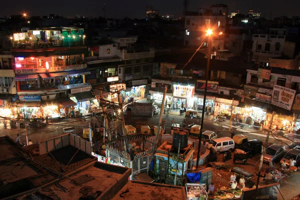 Delhi stad bij nacht, india — Stockfoto