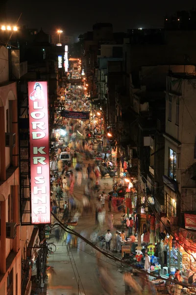 Delhi stad bij nacht, india — Stockfoto