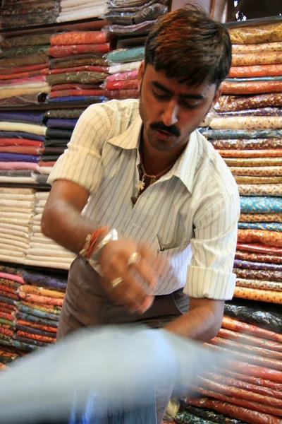 Tygaffär - jaipur, Indien — Stockfoto