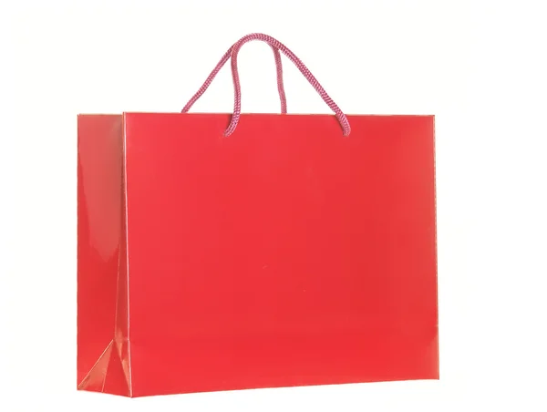 Bolsa de compras roja aislada sobre fondo blanco — Foto de Stock