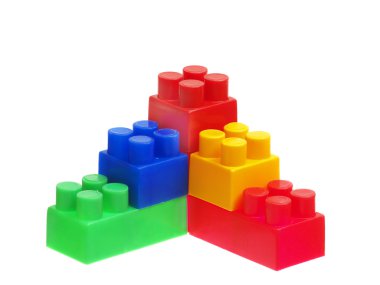 Bright Color Building Blocks Isolated on White. Focus on near ed clipart