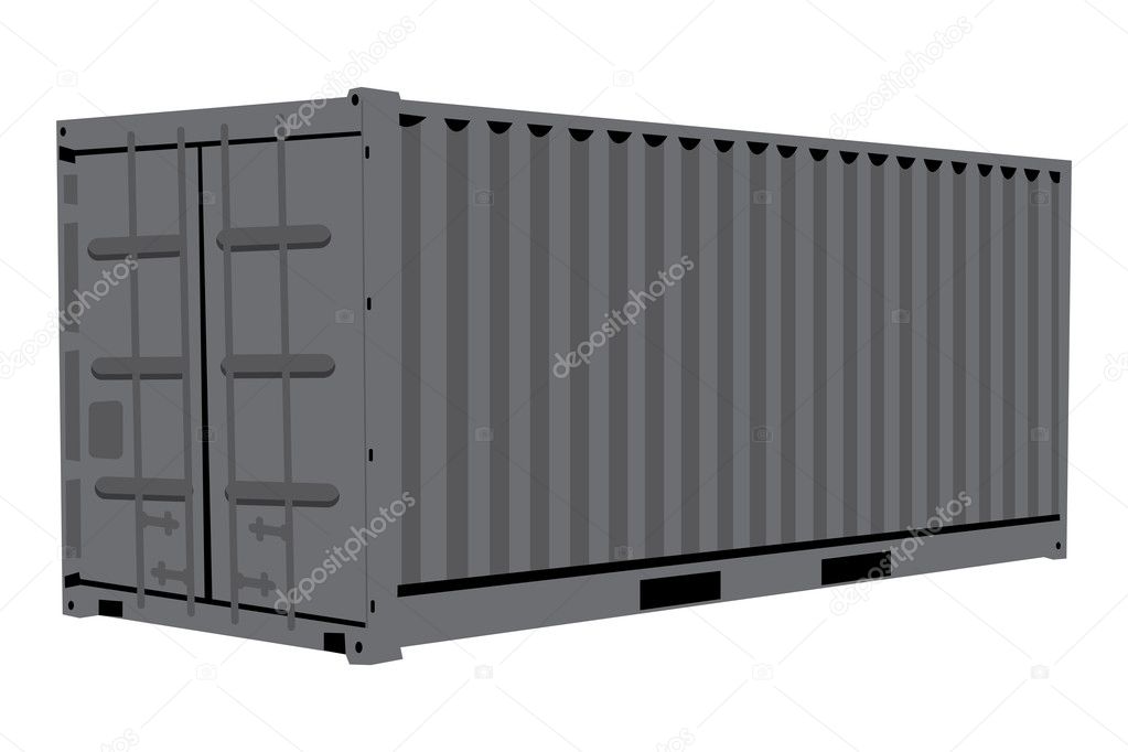 Graphic illustration of metallic container isolated over white background