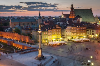 Night panorama of Warsaw clipart