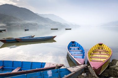 Boats on Fewa Lake in Pokhara clipart