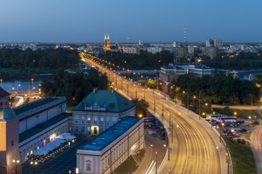 Night view of Warsaw clipart