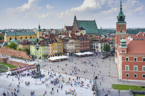 Old Town in Warsaw, Poland - panoramic view with Royal Castle