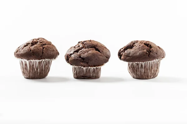 Läcker tre chokladmuffins — Stockfoto