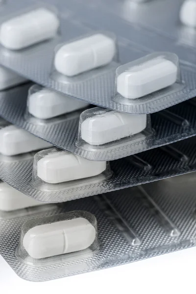 Stapel blisterverpakkingen van witte pills2 — Stockfoto