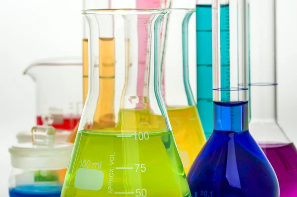 Color laboratory glassware — Stock Photo, Image