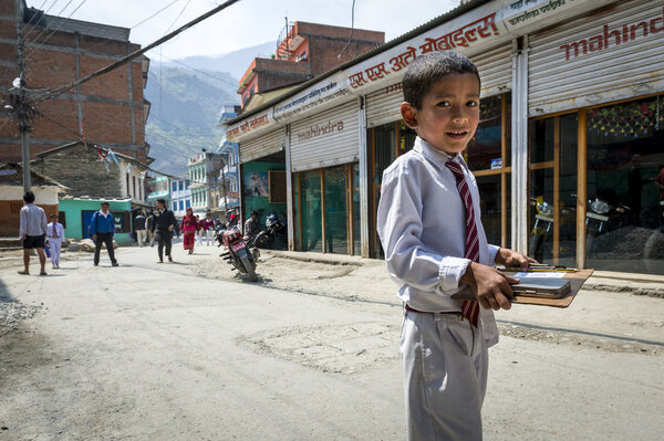 Nepalese pupil on Kathmandu street