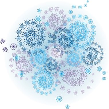 Beyaz üzerinde kar taneleri olan soyut kış arkaplanı