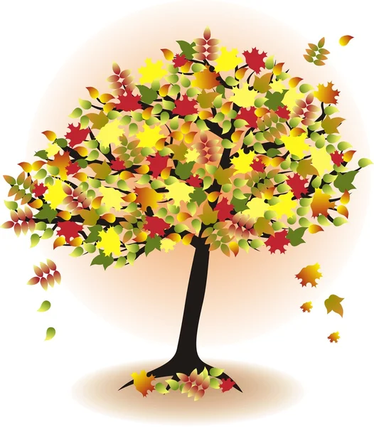 Saisonbaum für den Herbst mit bunten Blättern — Stockvektor