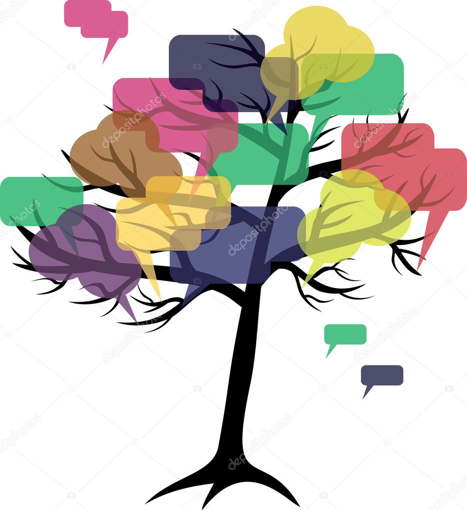 Forum or chat: in tree of speech bubbles concept