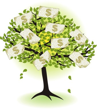 para tree.with dolarlık banknotlar