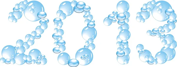 Burbujas de agua letras 2013 aisladas en blanco — Vector de stock
