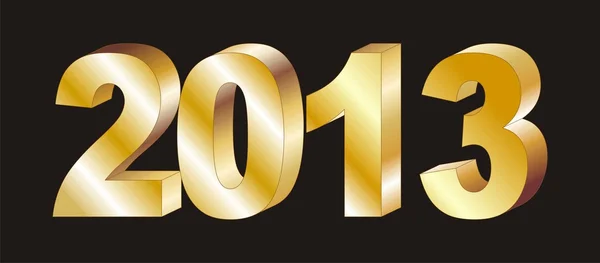 Золотые буквы 2013 года на черном фоне — стоковый вектор