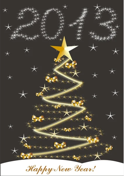 2013年のクリスマスと新年のカードを黒を背景に — ストックベクタ