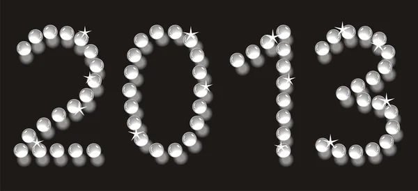 珍珠字母 2013年黑色背景上孤立 — 图库矢量图片