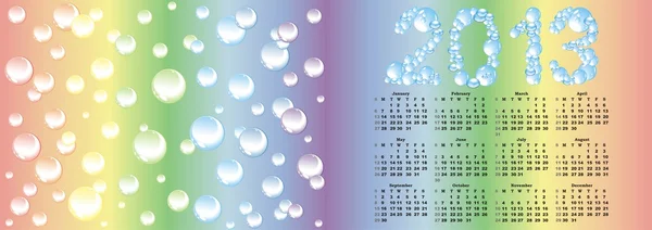 Vector kalender 2013 op regenboog bel achtergrond — Stockvector