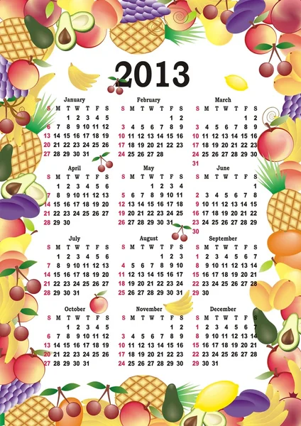 Векторный календарь 2013 года в красочной рамке — стоковый вектор