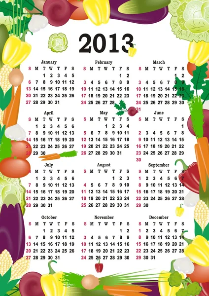 Vektor kalender 2013 i färgglada ram — Stock vektor