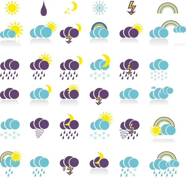 Set de iconos meteorológicos para diseño web con sombra — Vector de stock