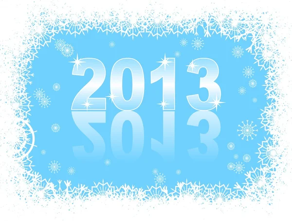 La Navidad y la tarjeta de año nuevo con 2013 en un fondo azul de invierno — Vector de stock