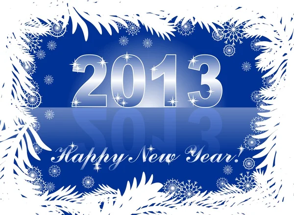 La Navidad y la tarjeta de año nuevo con 2013 en un fondo azul de invierno — Archivo Imágenes Vectoriales