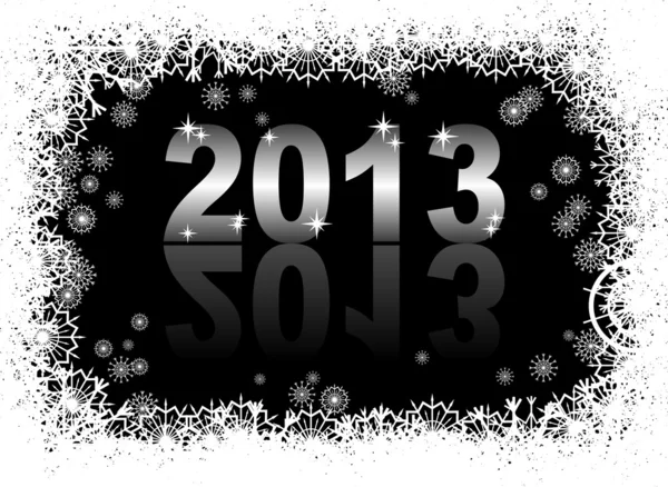 Natal e cartão de ano novo com 2013 em um fundo de inverno preto — Vetor de Stock