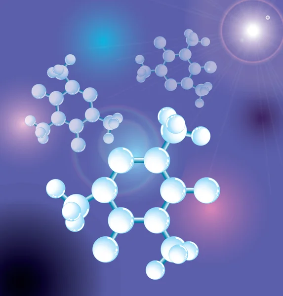 Molecuul, moleculaire structuur met flate, wetenschap abstracte achtergrond, eps10 — Stockvector