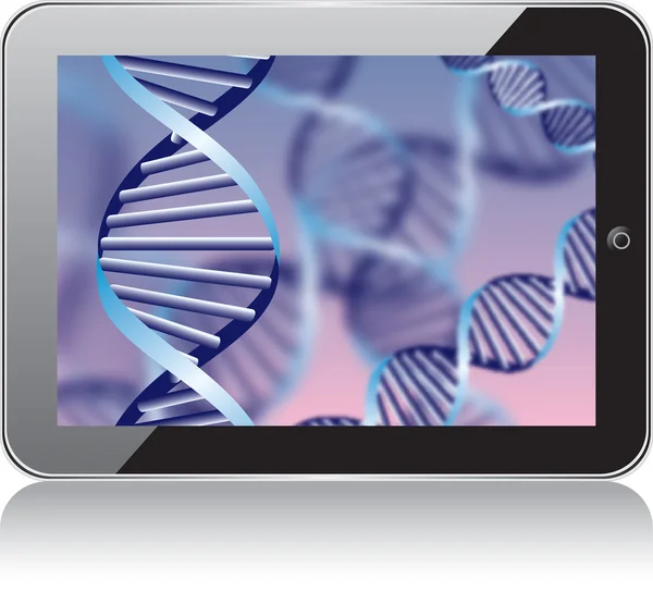 Hélice de DNA, fundo abstrato no tablet sxreen. EPS10 — Vetor de Stock