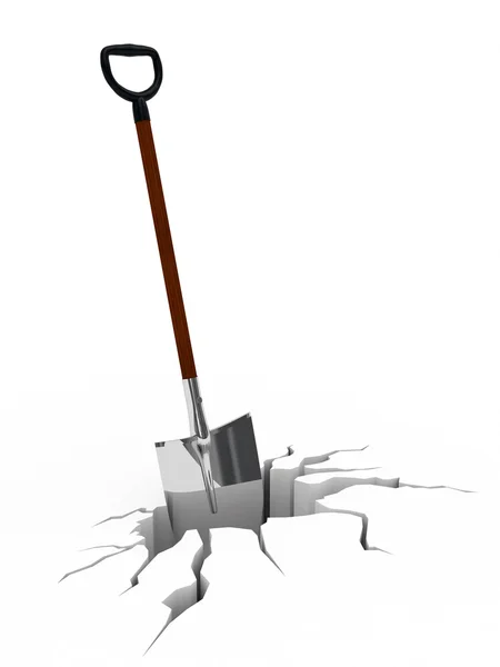 Shovel in surface crack — Stock Photo, Image