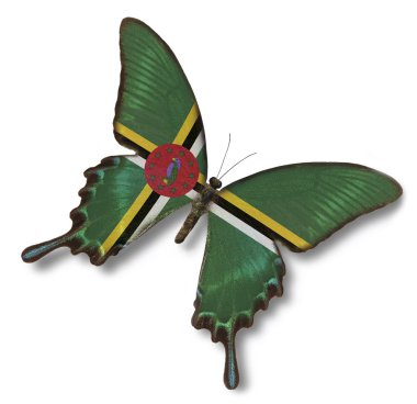 Dominica flag on butterfly clipart