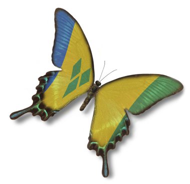 Saint Vincent and Grenadines flag on butterfly clipart