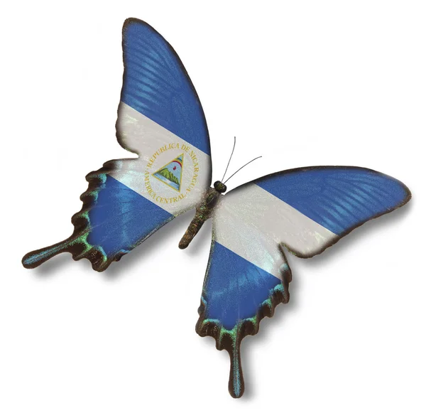 Bandera de Nicaragua sobre mariposa — Foto de Stock