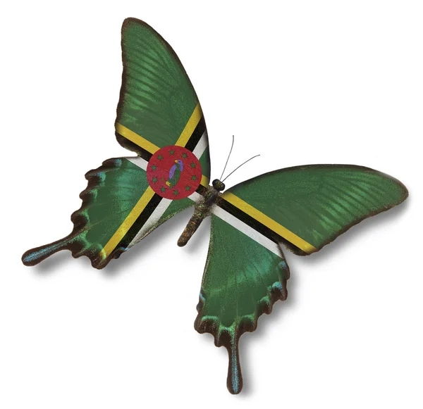 Bandera de Dominica sobre mariposa —  Fotos de Stock