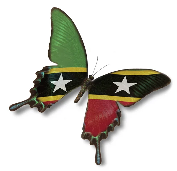 Federation of Saint Kitts and Nevis flag on butterfly — Stock Photo, Image
