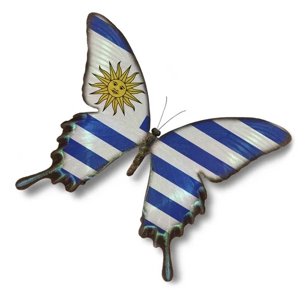 Uruguay flagga på fjäril — Stockfoto