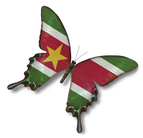 Флаг Республики Суринам на бабочке — стоковое фото
