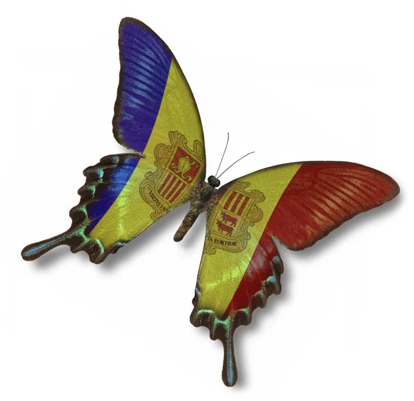 Drapeau Andorre sur papillon — Photo