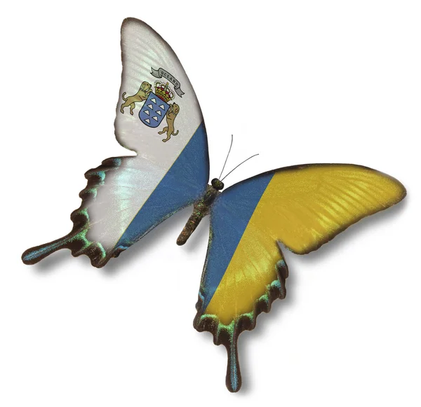 Bandiera delle Isole Canarie sulla farfalla — Foto Stock