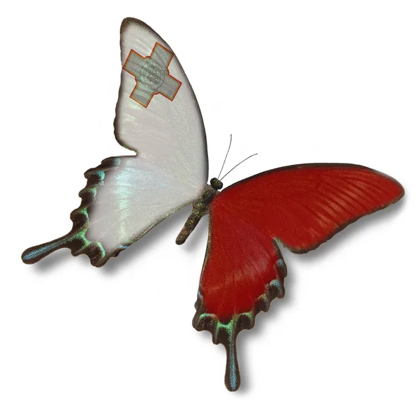 Флаг Мальты на бабочке — стоковое фото