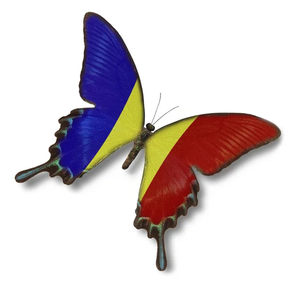 Romania flag on butterfly — Stock Photo, Image