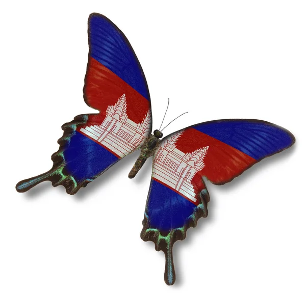 Cambodia flag on butterfly — Stock Photo, Image