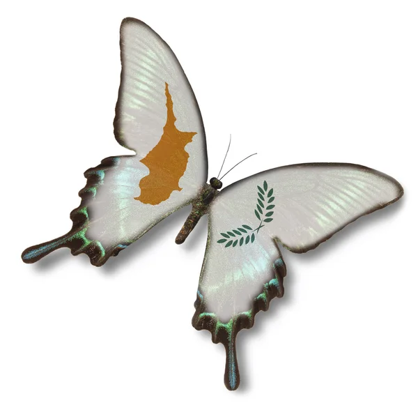 塞浦路斯旗上蝴蝶 — 图库照片