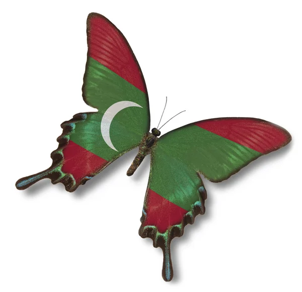 马尔代夫国旗上蝴蝶 — 图库照片