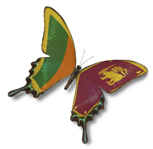 Sri lanka Fahne auf Schmetterling — Stockfoto